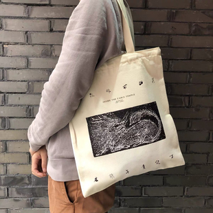 万能青年旅店帆布包摇滚乐队专辑周边音乐节单肩包拉链学生