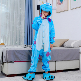 圣诞睡衣派对儿童怪兽电力公司毛怪苏利文cos服怪物演出服亲子冬5