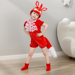 红狐狸演出服女童可爱动物装扮幼儿园话剧狐假虎威表演服成人夏薄