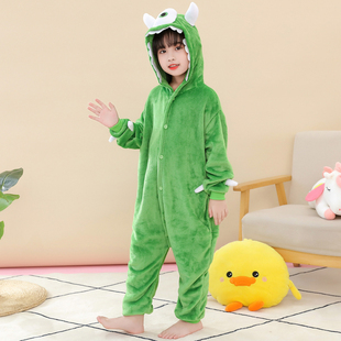 绿色独眼怪衣服儿童化妆舞会电力公司怪兽大学cos服大眼仔玩偶服3