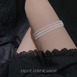 夏季 纯欲简约渔网型蕾丝弹力性感大腿环可爱新娘吊袜带美腿圈 新款