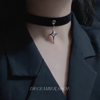 包邮复古暗黑丝绒带锁骨链十字架四芒星项圈女短颈链遮疤痕choker