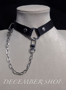 新款choker男项圈跳舞表演配O环链拉扯锁骨链颈带项链禁欲牵引m