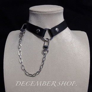 新款 choker男项圈跳舞表演配O环链拉扯锁骨链颈带项链禁欲牵引m