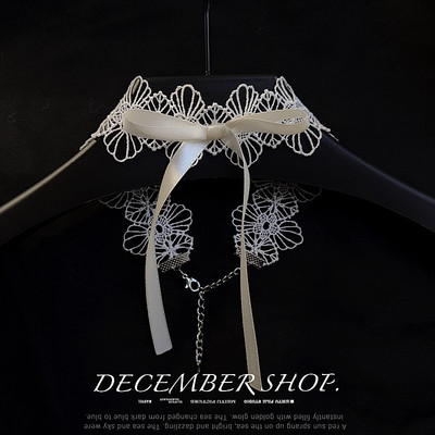 夏季新款法式蕾丝蝴蝶结项圈颈链女项链饰品颈带结婚锁骨链choker