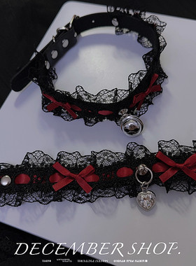 包邮圣诞节蕾丝choker蝴蝶结铃铛项圈Lolita暗黑女仆装颈链洛丽塔