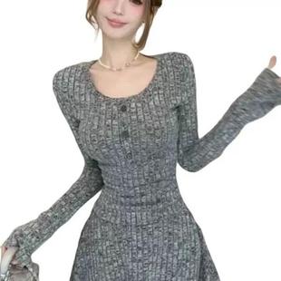 2025秋冬季 纯欲辣妹性感针织女打底内搭收腰包臀短裙连衣裙子 新款
