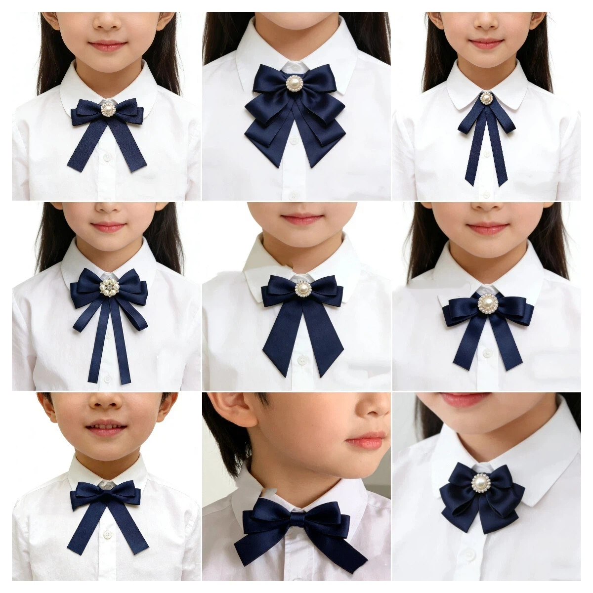 儿童深蓝藏青色学院风领结小学生演出表演校服蝴蝶结领花男女通用