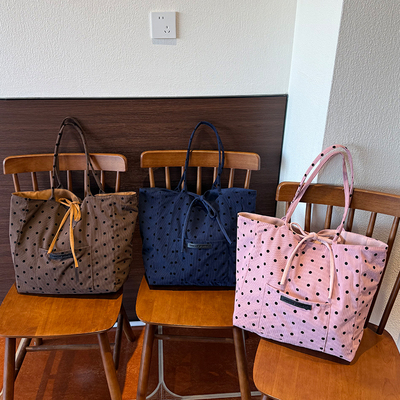 秋冬季新品灯芯绒波点时尚大容量韩版口袋双面款包包女