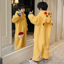 儿童睡衣男孩秋冬连体珊瑚绒女童加厚法兰绒宝宝卡通中大童家居服