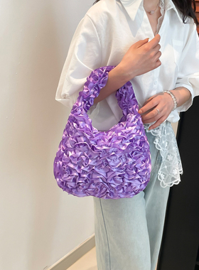 handbag花瓣褶皱小众奶油单肩包时尚通勤休闲腋下包大容量云朵包