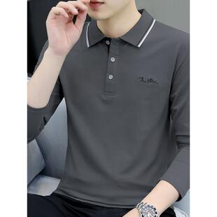 带领Polo男衫长袖t恤男潮牌2025新款纯棉秋装商务翻领体恤上衣土