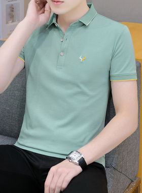 翻领Polo男衫夏装男士短袖t恤透气薄款休闲半袖潮流帅气冰感体恤