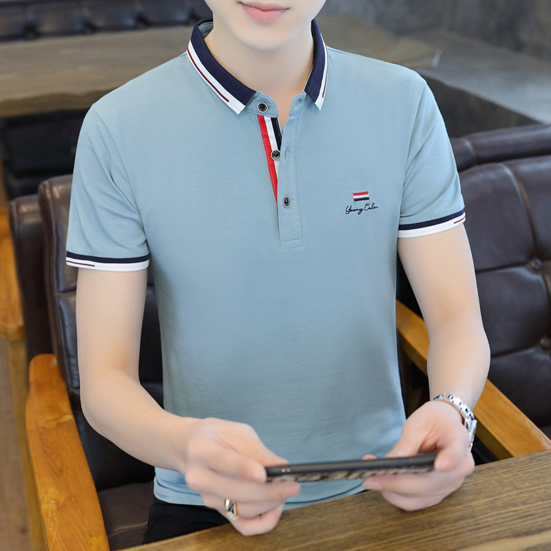 翻领短袖Polo衫潮流夏装男士商务半袖纯棉T恤韩版修身青年舒适T恤