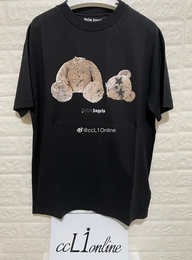 【ccL1】Palm Angels 星星断头熊logo印花泰迪熊黑色短袖Tee
