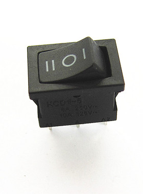 黑色船形开关 3档3脚 KCD1-101-3P 开孔15*21MM 6A250VAC翘板开关