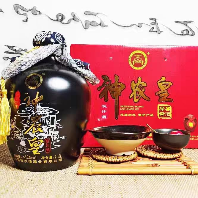 礼盒包邮神农皇湖北正宗房县黄酒坛装半甜型米酒糯米酒1.5LX2坛