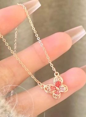 花丝蝴蝶项链ins学生小众轻奢高级百搭设计气质锁骨吊坠女