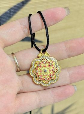 洛神 新中式精致百搭珐琅彩镂空金色吊坠送礼物