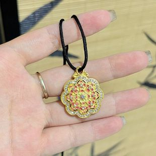 洛神 新中式精致百搭珐琅彩镂空金色吊坠送礼物