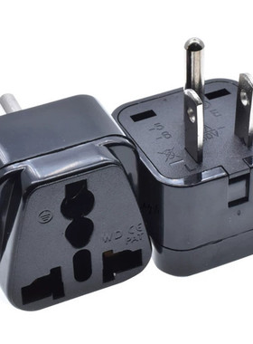 一圆二扁美标万用转换插头中国台湾加拿大美国泰国插座黑色 WD-5