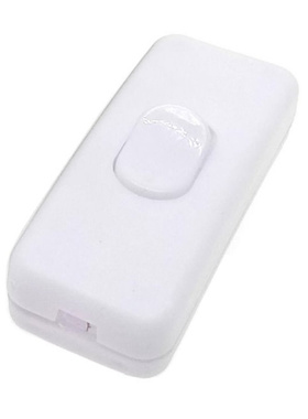 白色单粒线上开关 床头船型翘板台灯弧形中途接线按钮2A 250V