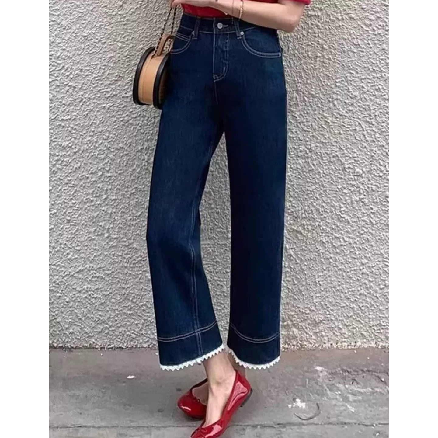 大碗plus定制大码女装微胖蕾丝拼接直筒牛仔秋高腰显瘦遮胯九分裤,女装/女士精品,大码裤装,淘宝优惠券,粉丝福利购,淘宝优惠卷