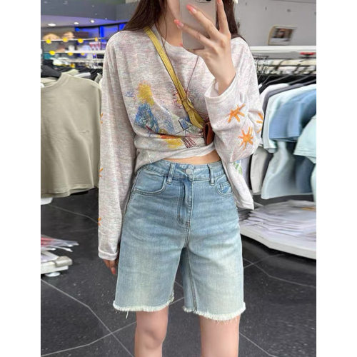 大碗plus定制大码女装微胖复古毛边阔腿牛仔短裤夏高腰显瘦五分裤