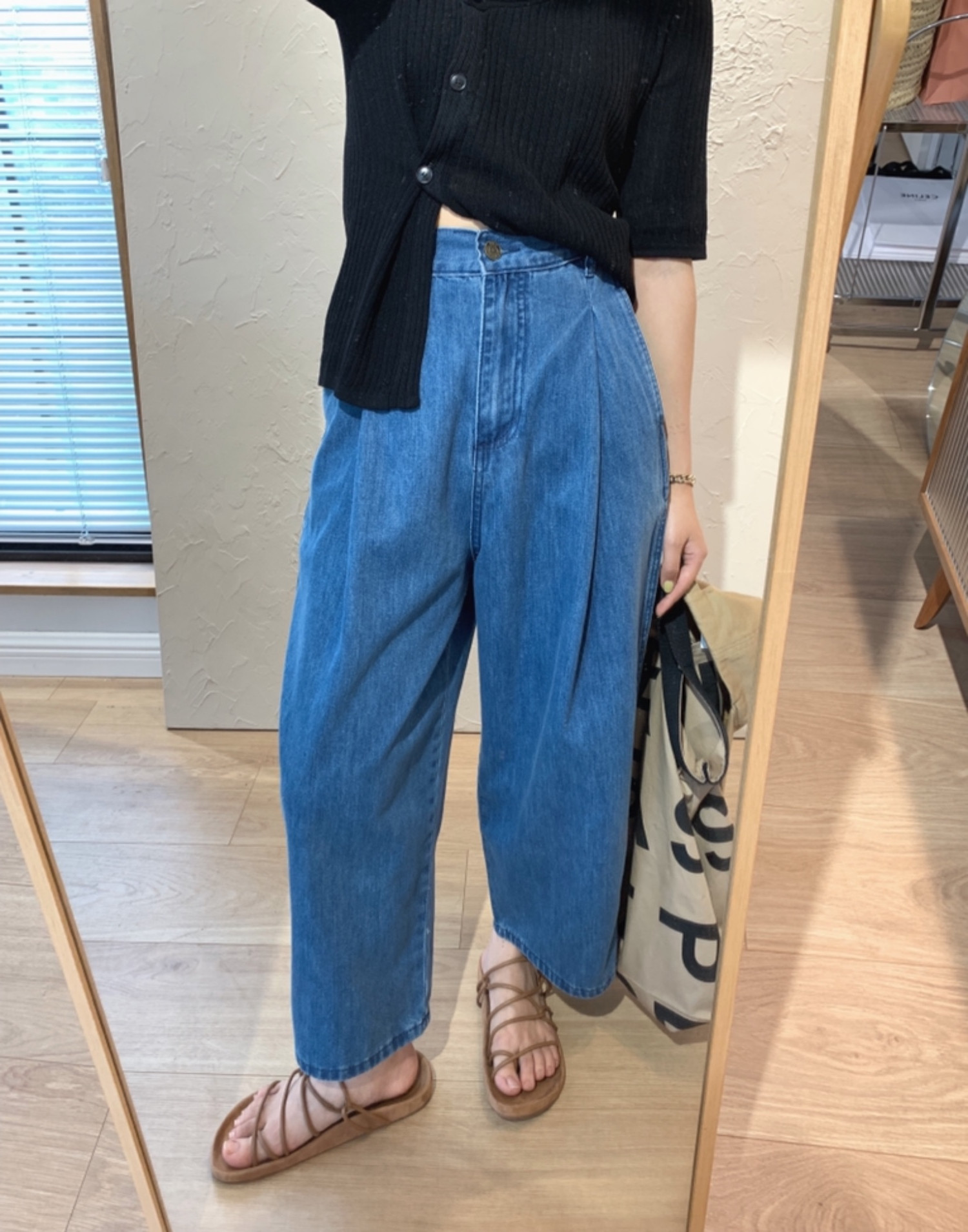 胯大腿粗高腰显瘦直筒九分牛仔裤