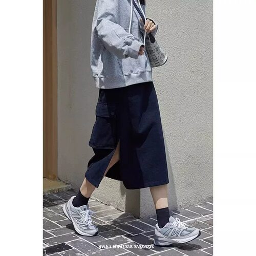 大碗plus定制大码女装微胖工装开叉半身裙春夏高腰宽松显瘦中长裙