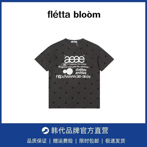 【现货】fletta bloom波点短袖女字母印花宽松T恤圆领显瘦短上衣
