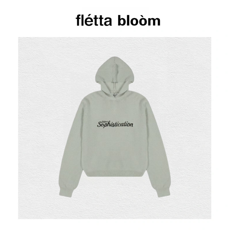 【现货】fletta bloom韩国urbansophistication刺绣连帽毛衣针织