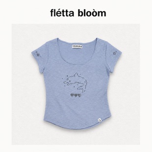 ●fletta bloom韩国eessay海豚兔子T恤叶舒华宫胁咲良烫钻上衣女