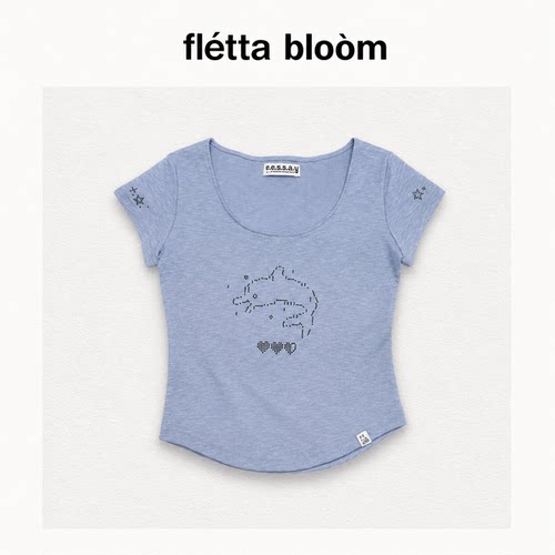 ●fletta bloom韩国eessay海豚兔子T恤叶舒华宫胁咲良烫钻上衣女