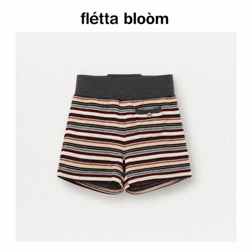 ●fletta bloom韩国aeae彩色条纹口袋拼接撞色短裤休闲三分裤女