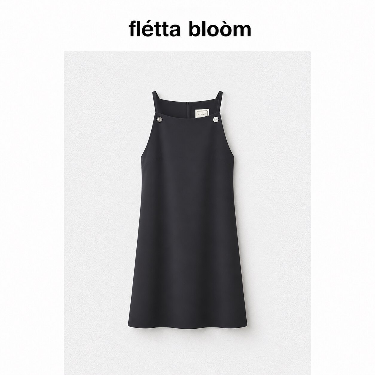 ●fletta bloom韩国女装smoothmood黑色收腰纽扣连衣裙韩系A字裙