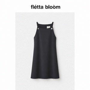 ●fletta bloom韩国女装smoothmood黑色收腰纽扣连衣裙韩系A字裙