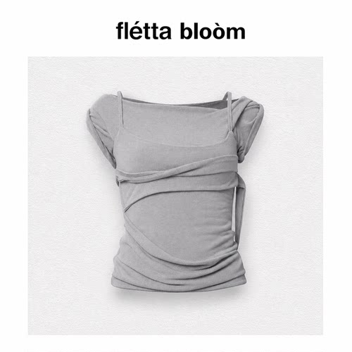 ●fletta bloom韩国flareup不规则短袖修身辣妹弹力女夏新款博主