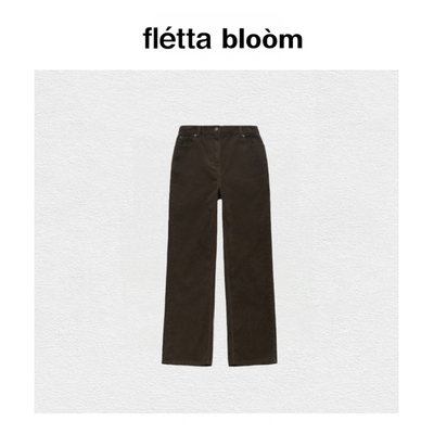 【现货】fletta bloom韩系女装东大门八奶高腰显瘦灯芯绒休闲长裤