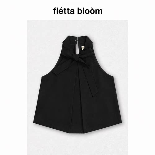 ●fletta bloom韩国女装smoothmood绑带系带领结无袖背心挂脖上衣
