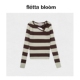 现货 fletta bloom韩国ROLAROLA条纹不规则斜领修身 针织衫 上衣