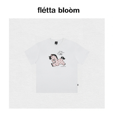【现货】fletta bloom韩国潮牌LMC波点小马字母印花圆领短袖T恤女