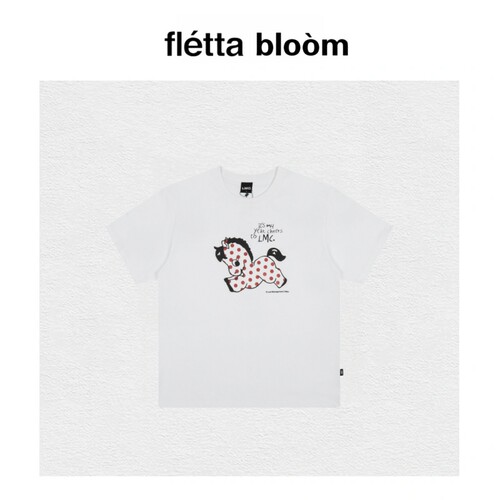 【现货】fletta bloom韩国潮牌LMC波点小马字母印花圆领短袖T恤女