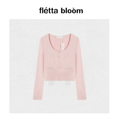 【现货】fletta bloom韩国小众not your rose修身拼接长袖开衫女