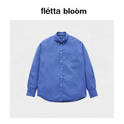 【现货】fletta bloom韩系女装单口袋字母刺绣宽松中长款宽松衬衫