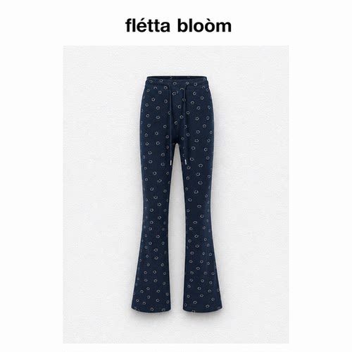 ●fletta bloom韩国Minjiena笑脸裤显瘦微喇运动女喇叭长裤子开衫