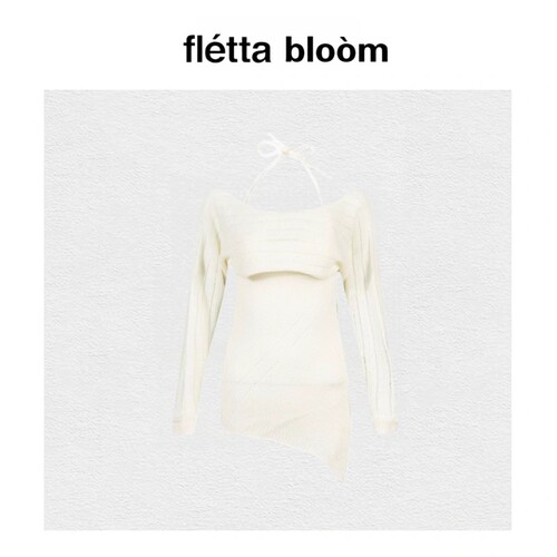 【现货】fletta bloom韩素霞同款不规则针织挂脖吊带背心罩衫套装