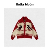 bloom韩国urbnic30圣诞新年红针织衫 fletta 拉链外套毛衣 现货