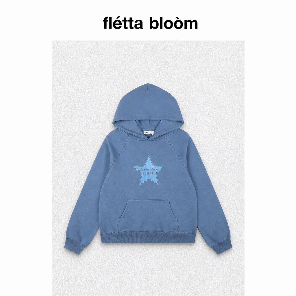 ●fletta bloom金智妮jennie联名星星字母印花宽松长袖连帽卫衣
