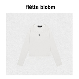 【现货】fletta bloom韩国潮牌muahmuah显瘦圆领长袖T恤打底衫